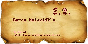 Beros Malakiás névjegykártya